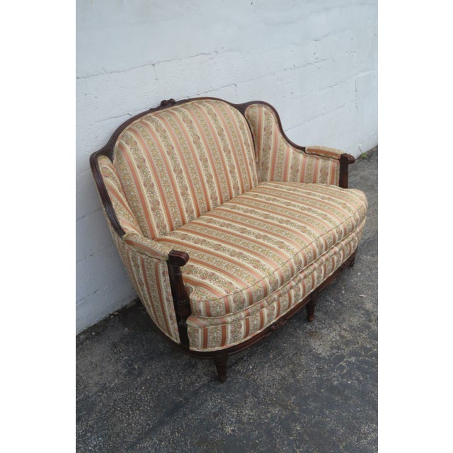 Early 1900s Carved Large Deep Settee Loveseat For Sale - Image 4 of 12