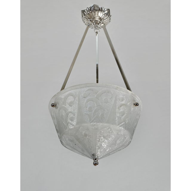 1920s French Art Deco Pendant Light by Daum 1930 France For Sale - Image 5 of 14