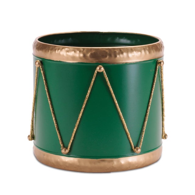 Kenneth Ludwig Chicago Metal Drum Containers withGold Rope Detail (Set of 3) For Sale - Image 4 of 5
