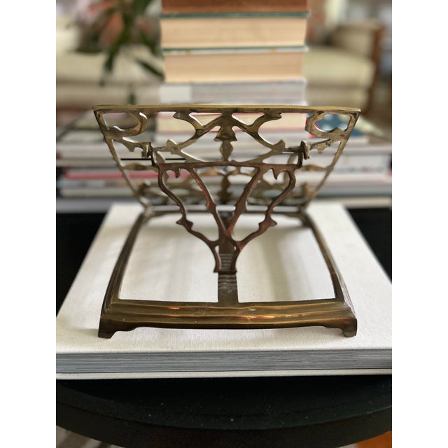 1980s Vintage Ornate Brass Folding Book Stand For Sale - Image 5 of 12