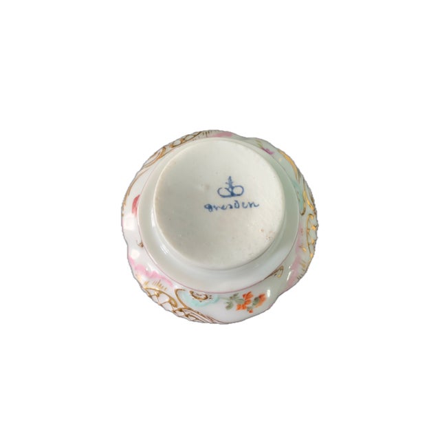 Antique Dresden Porcelain Inkwell & Pen Tray Handpainted For Sale - Image 4 of 12