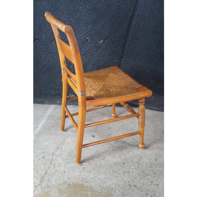 Early 20th Century 6 Rike-Kumler Early American Maple Rush Seat Country Farmhouse Dining Chairs For Sale - Image 9 of 14