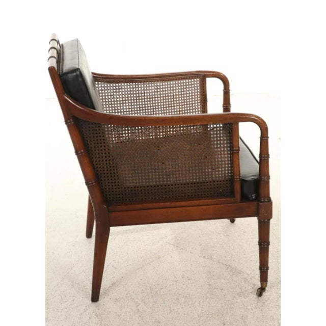 Hickory Chair Company Faux Bamboo Campaign Chair and Ottoman For Sale - Image 9 of 12