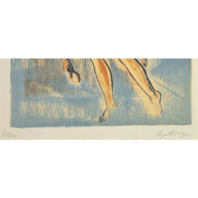 Woman with Horse is an artwork realized by Enzo Assenza. Print in lithograph technique. Hand-signed by the artist in...