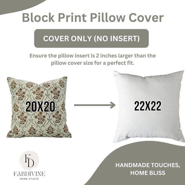 Not Yet Made - Made To Order Fabdivine Artisan Block Print Throw Pillow Cover 14x14 Inch Pure Linen-Vishal Pushp For Sale - Image 5 of 5