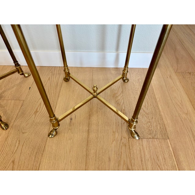 Vintage Italian Brass and Glass Round Side Tables - A Pair For Sale - Image 9 of 18