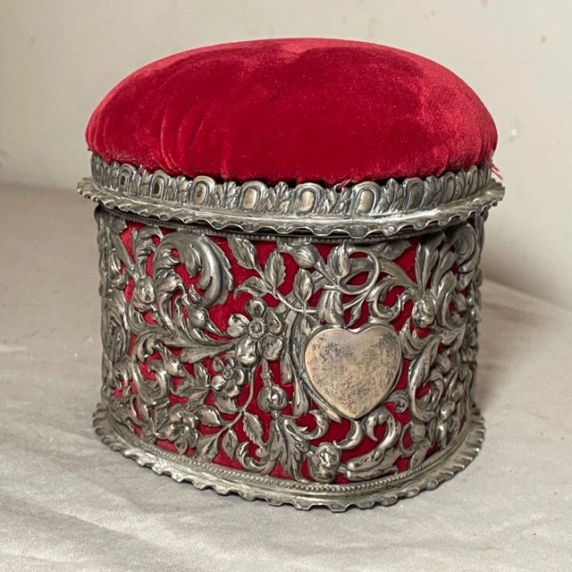 Up for sale is a wonderful antique heart shaped sterling silver repose box made in the first quarter of the 20th century...