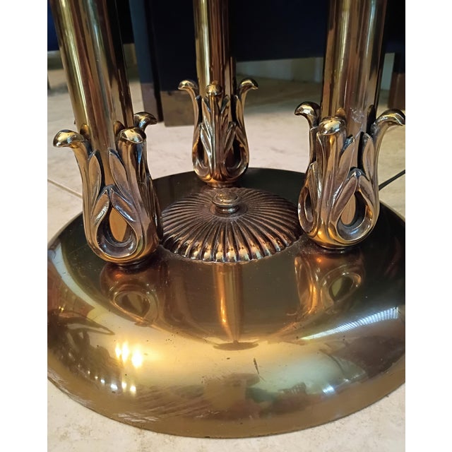 1960s Ornate Hollywood Regency Neoclassical Greek Roman Columns Brass Torchiere Floor Lamp For Sale - Image 11 of 14