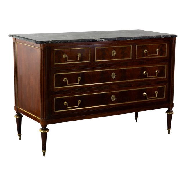 Antique Chest of Drawers with Marble Top, 1830s For Sale