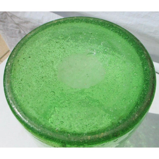 Large Bright Green Seeded Hand-Made Vase For Sale In New York - Image 6 of 8