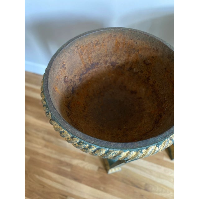 Pair of Antique Painted Iron Athenian Planters For Sale - Image 9 of 10