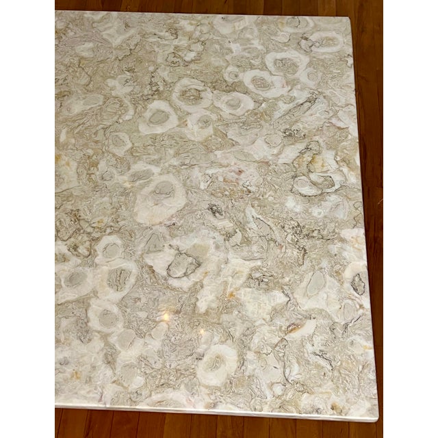 Solid Marble and Chrome Rectangular Coffee Table in Cream For Sale - Image 13 of 15