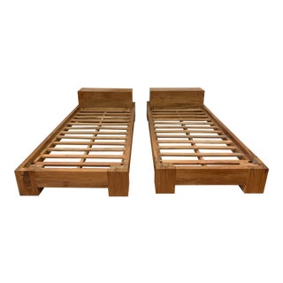 Pair of Twin Size Solid Wood Bed Frames For Sale