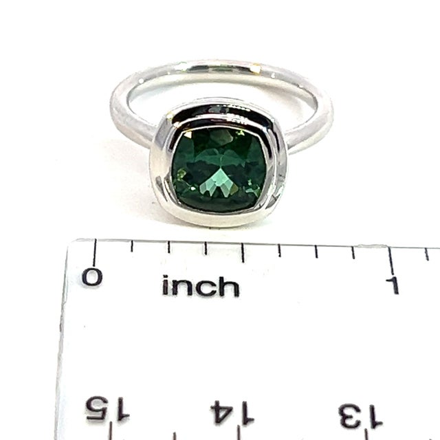 Metal Natural Solitaire Tourmaline Ring 6.5 14k W Gold 2.25 TCW Certified For Sale - Image 7 of 13