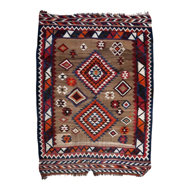 1930s, Handmade Antique Persian Ardabil Kilim Rug 4.5' X 6.5' For Sale