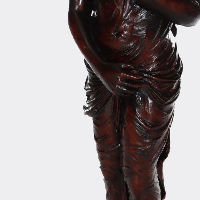 Antique Full Size Carved Mahogany Caryatid Figure of a Classical Woman C1880 For Sale - Image 4 of 13