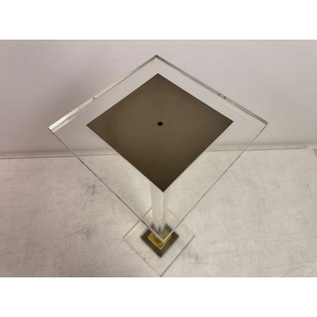 Vintage Metal and Brass Pedestal in Acrylic, 1980s For Sale - Image 9 of 10