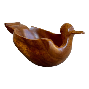 Vintage Carved Wood Duck Trinket Bowl – Part of Lazy Susan Set
