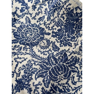 Thibaut Batik Fabric in Indigo & Cream- 1.3 yards For Sale