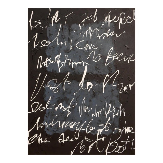 2022 "Writing on the Wall" White, Gray, and Black Abstract Contemporary Painting by Winifred Booth For Sale