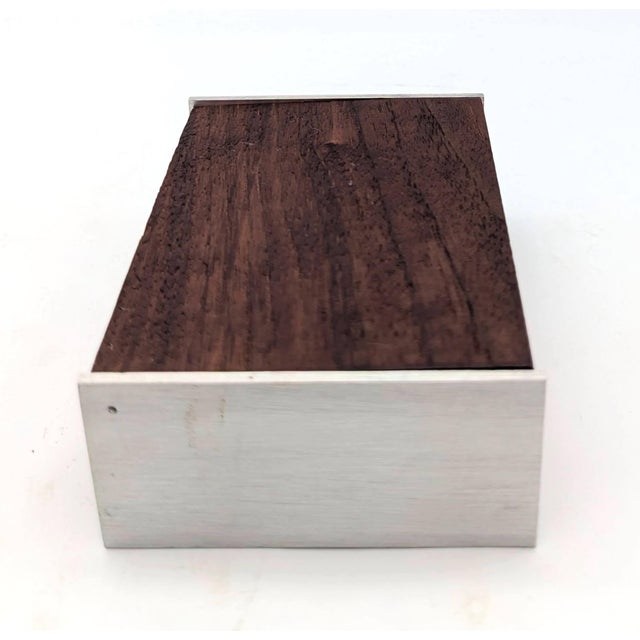 Mid-Century Modern Mid 20th Century Walnut Wood & Brushed Aluminum Cigarette or Trinket Box For Sale - Image 3 of 10