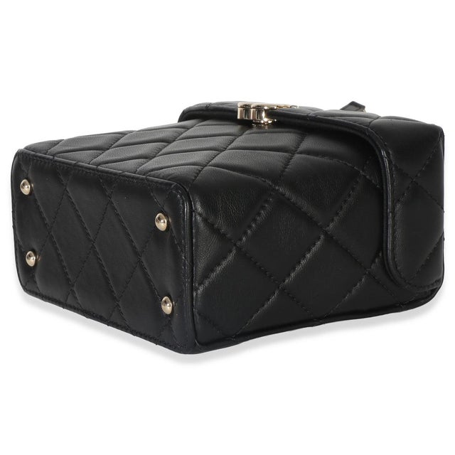 Animal Skin Black Quilted Lambskin Small Secret Box Bag For Sale - Image 7 of 9
