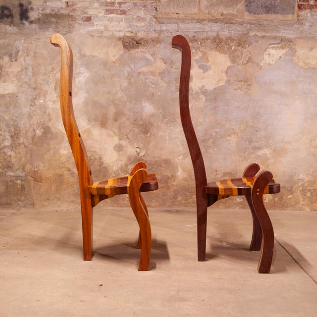 Brown A Unique Pair of Unusual Studio Craft Accent Chairs, C. 2000. For Sale - Image 8 of 8