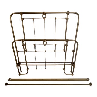 Antique Gold French Cast Iron Full Size Bed Frame For Sale