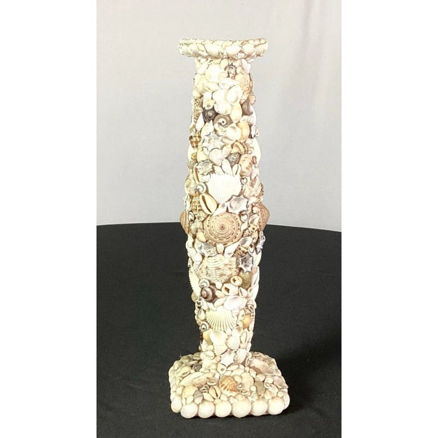 Shell Decorated Pedestal Candlestick For Sale - Image 4 of 11