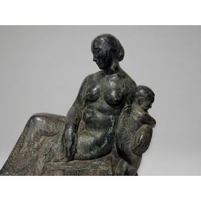 Henry-Ernest Parayre, Seated Mother and Child, H. Rouard Foundry, Paris, 1928 For Sale - Image 4 of 15