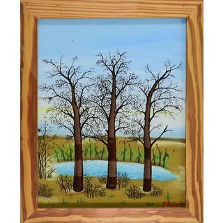 Jan Matejic, Naive Landscape, 1980s, Paint For Sale