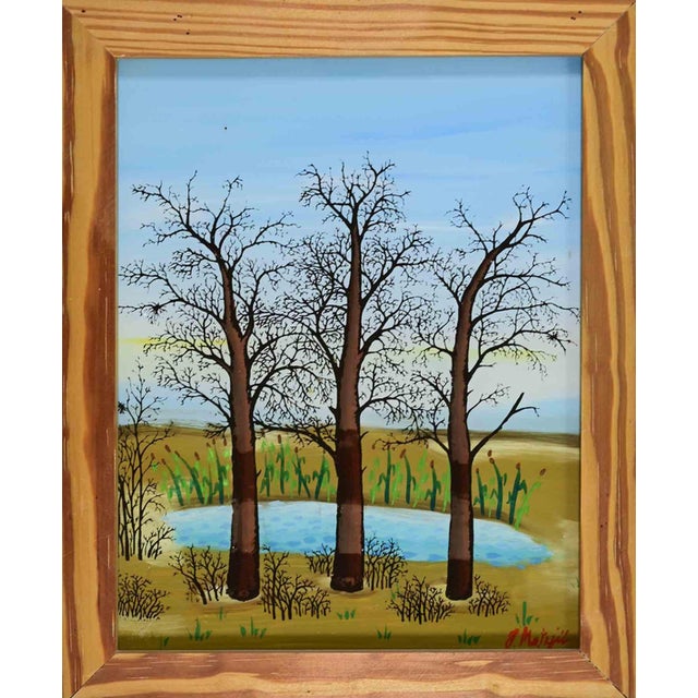 Jan Matejic, Naive Landscape, 1980s, Paint For Sale