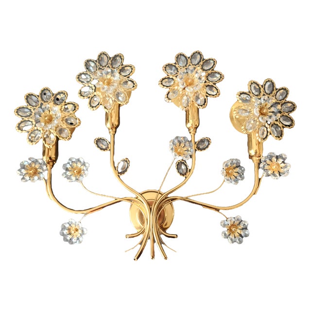 Gold-Plated Wall Lamp in Brass by Ernst Palme for Palwa, 1960s For Sale