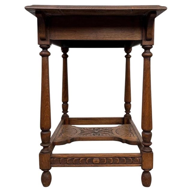 19th Century English Carved Oak Side Table For Sale - Image 4 of 10