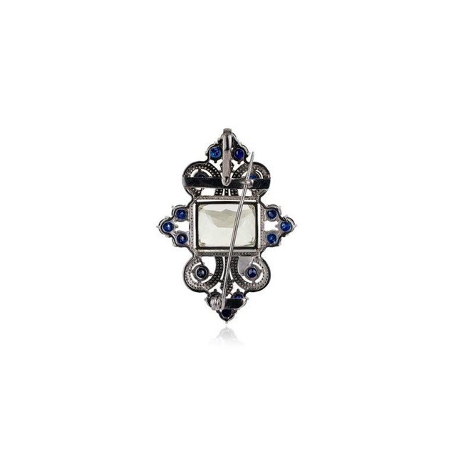 Vintage-Inspired Green Amethyst & Blue Sapphire Diamond Brooch Pendant For Sale - Image 6 of 13
