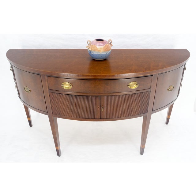 Traditional Kittinger Georgian 6' Long Rounded Demi Lune Sideboard Credenza Server Cabinet For Sale - Image 3 of 13