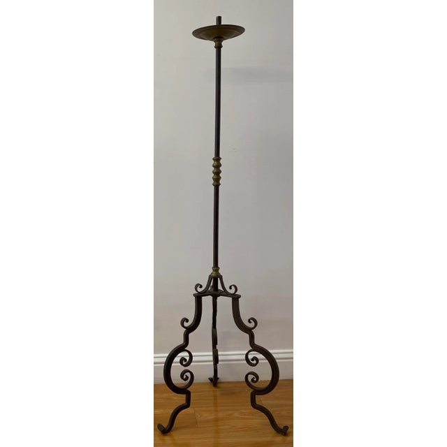 19th Century Wrought Iron & Brass Torchieres For Sale - Image 4 of 11