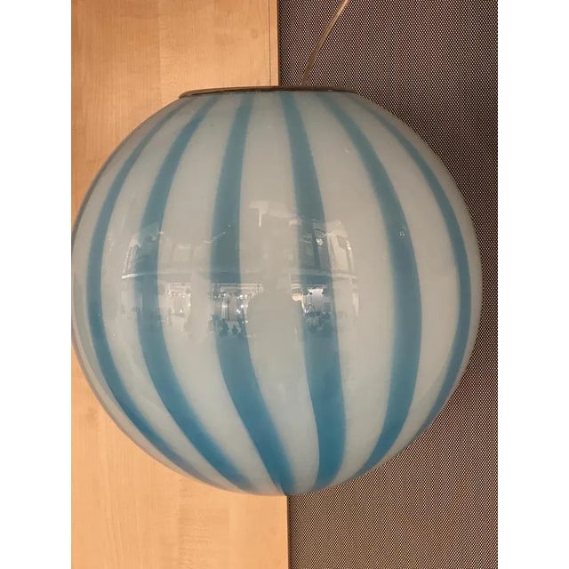 Contemporary Transparent White and Blue Pendant in Murano Glass from Simoeng For Sale - Image 3 of 5