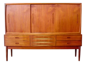 Danish Tall Sideboard / Highboard With Bow Front Drawers in the Style of Arne Vodder