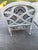 Vintage French Style Armchair Wood Frame Damask Upholstery For Sale - Image 4 of 5