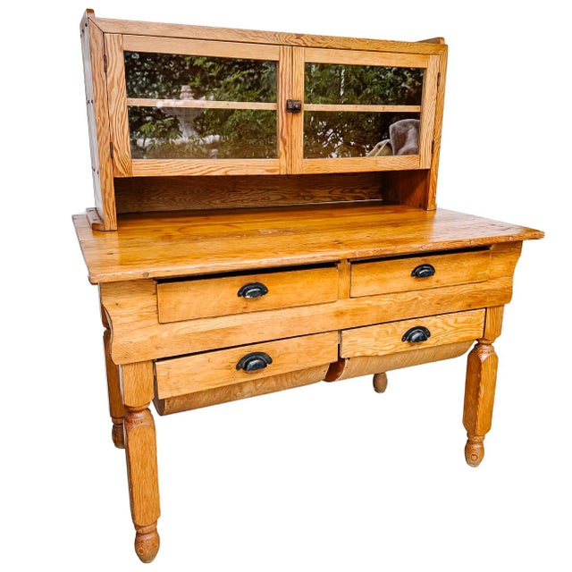 19th Century Antique American Primitive Handmade Pine Possum Belly Baker's Cabinet For Sale - Image 5 of 16