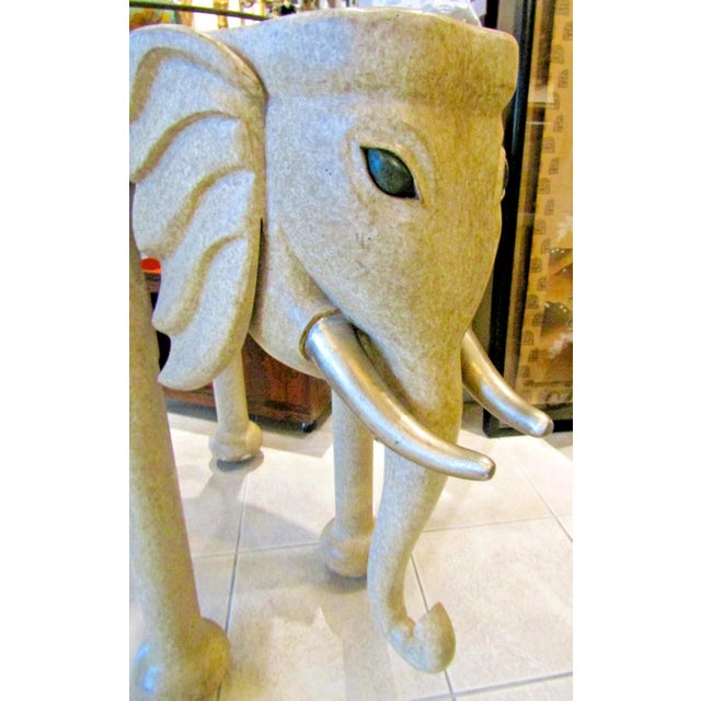 Hand Carved Wood Elephant Rolling Bar Cart Table by Marge Carson Circa 1990s For Sale - Image 16 of 18