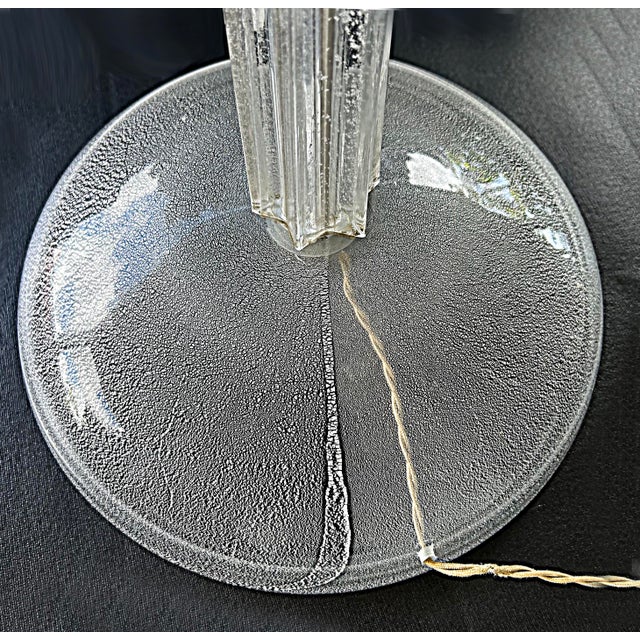 Transparent 1980s Italian Seguso Silver-Infused Blown Murano Glass Floor Lamp With Fabric Shade For Sale - Image 8 of 10