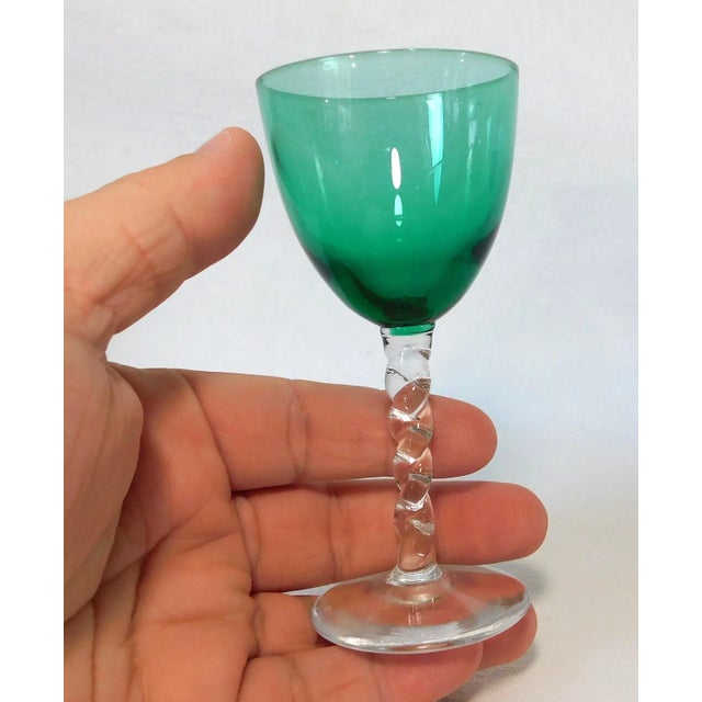 Vintage Multi-Colored Twisted Stem Pedestal Cordial Shot Liquor Glasses - Set of 6 For Sale In West Palm - Image 6 of 7