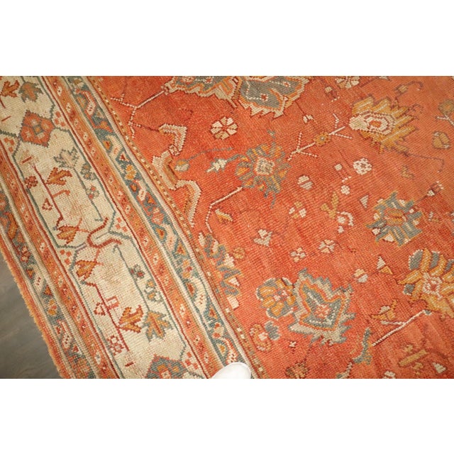 Pumpkin Orange Antique Square Large Oushak Rug - 12'5" x 14' For Sale - Image 14 of 14