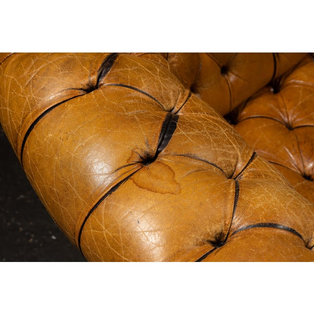 Early 20th Century Tufted Caramel Leather Chesterfield Sofa For Sale - Image 13 of 15