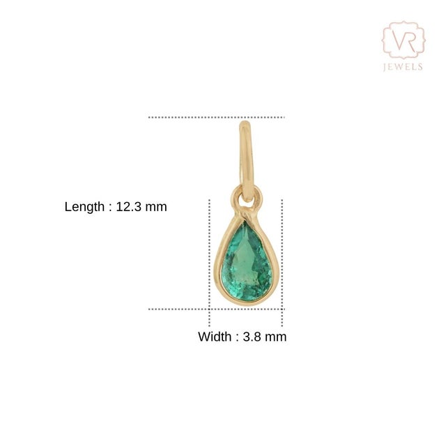 Minimalist 14k Gold Charm Fine Jewerlry Peardrop Emerald Pendant for Her For Sale - Image 11 of 16