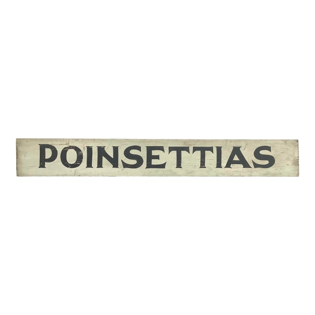 Vintage Black and White Wood Poinsettias Sign For Sale