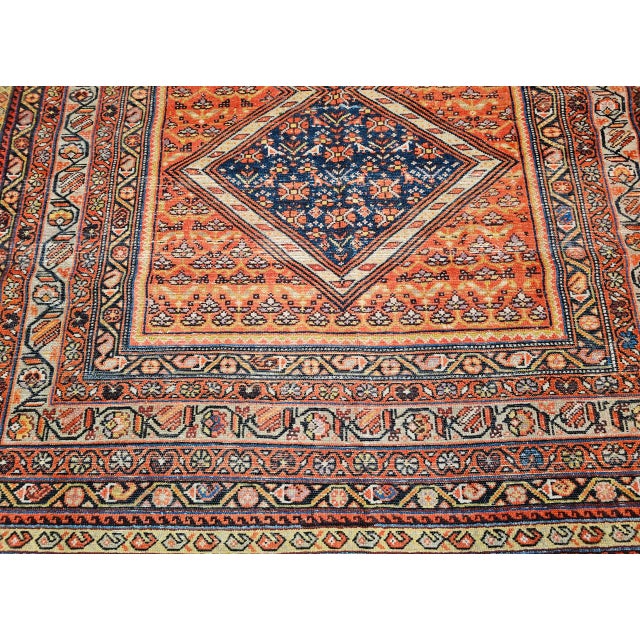 Vintage Persian Malayer Gallery Rug, Hand-Knotted Wool, Geometric Pattern, 7x17, Brick Red & Blue For Sale - Image 10 of 15