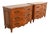Ralph Lauren French Provincial Louis XV Carved Walnut Marble Top Commodes or Chests of Drawers, Pair For Sale